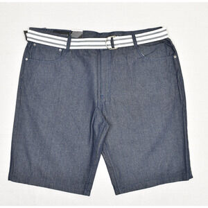 NEW Imperious Trading Men's Denim Shorts Bermuda Belted Cotton Blue Size 48x14